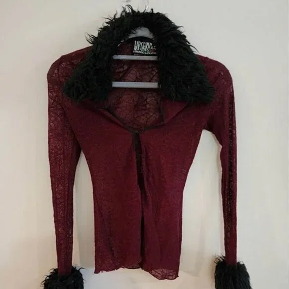 MAJOR ISO - lip service fur mesh spiderweb cardigan - Picture 2 of 4